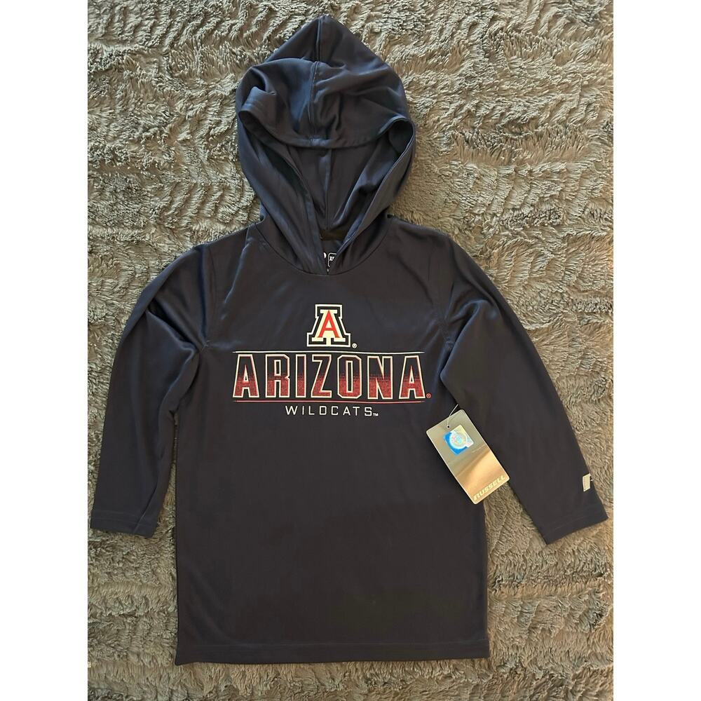 Arizona Wildcats Russell Youth XS Blue Long Sleeve Dri-Fit Hoodie Shirt (NWT)